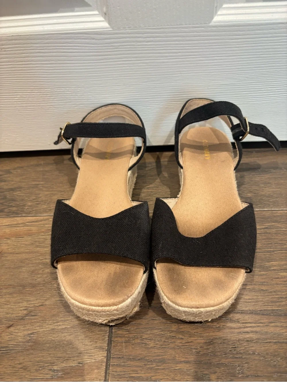 Old Navy Black Espadrille Platform Sandals with Ankle Strap